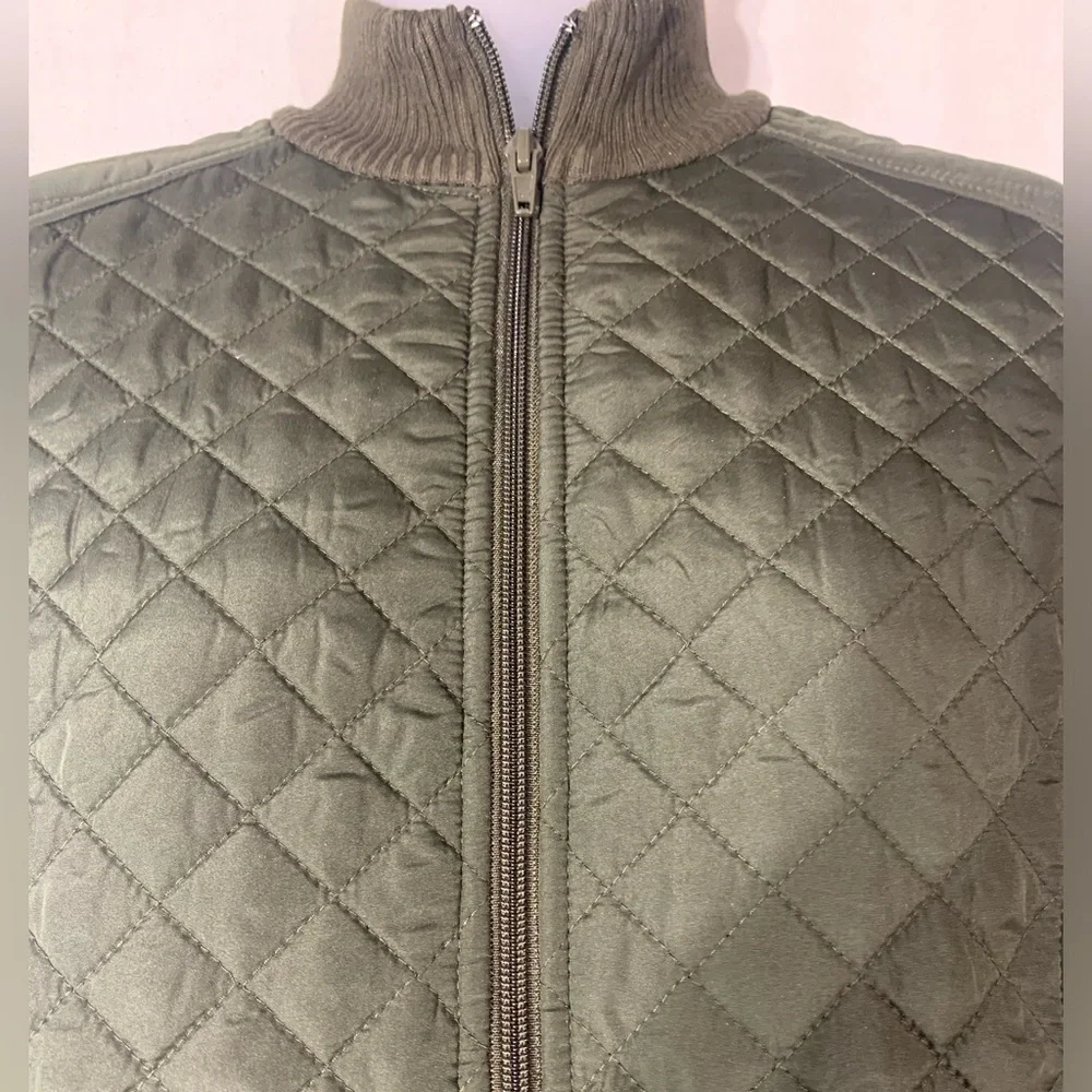 Linea By Louis Dell’Olio Olive Green Quilted women’s sweater Jacket Size 8 - Picture 3 of 9